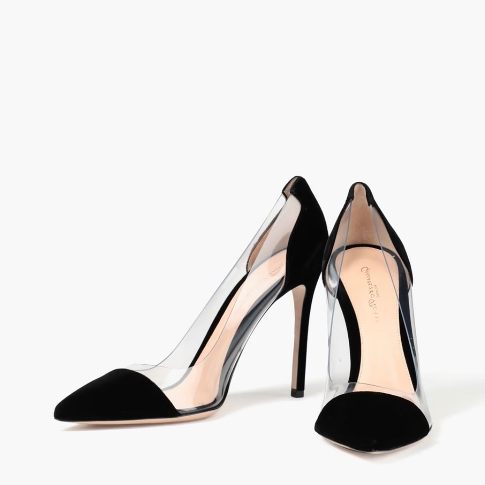 Gianvito Rossi Black Suede & Plexi Pumps NWT NIB Sz US7
